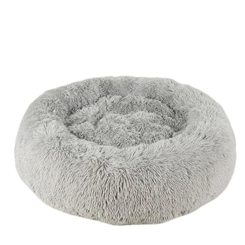 UVDS Katzenbett Haus Donut Rundes Sofa Zubehör Winter Haustierzubehör Warme Produkte Kissen Korb Kätzchen Matte for Katzenhundebetten (Color : Light Grey, Size : 60cm) von UVDS