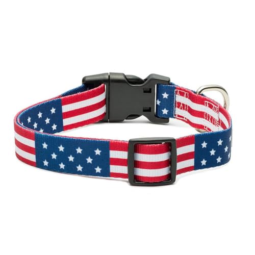 American Flag Dog Collar in 3 Different Sizes (Size L 18“-28” Neck) American Flag Collar y Correa para Perros en 3 tamaños diferentes von UVONOKAY