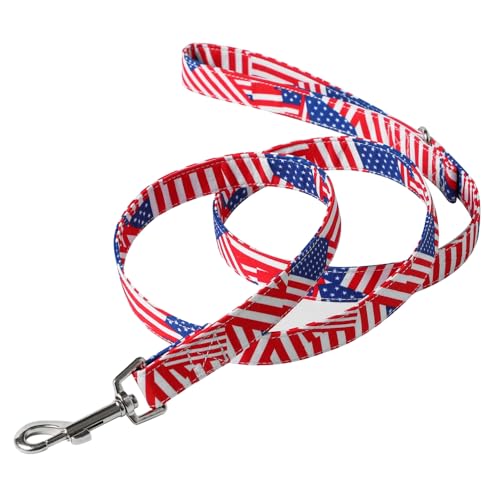 Hundeleine mit amerikanischer Flagge, hochwertiges Nylon, langlebig und bequem, um 360° drehbarer Metallclip, Anti-Verhedderungs-Design, ideal für kleine bis mittelgroße Hunde (Leash L) von UVONOKAY