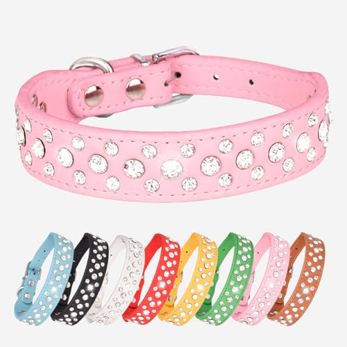 Schönes Hundehalsband mit Bling Bling Strasssteinen ( Rosa XS ) - geeignet für kleine und mittelgroße Hund von UVONOKAY