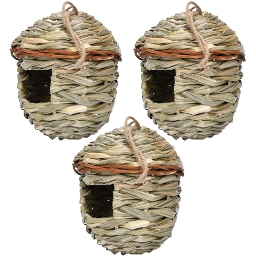 3 PCS Hummingbird Nest for Outdoor Hanging 5.5x6'' Hay Woven Bird House Breathable Bird Nest for Charming Garden Decoration Bird Shelter Hummingbird House von UWEOTYYY