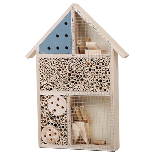 Bee House 10x14x2in Natural Wooden Visible Garden Bee Hotel with Diverse Rooms Sturdy DIY Decorative Butterfly House for Ladybirds, Lacewings, Dragonflies Bee Hotel von UWEOTYYY