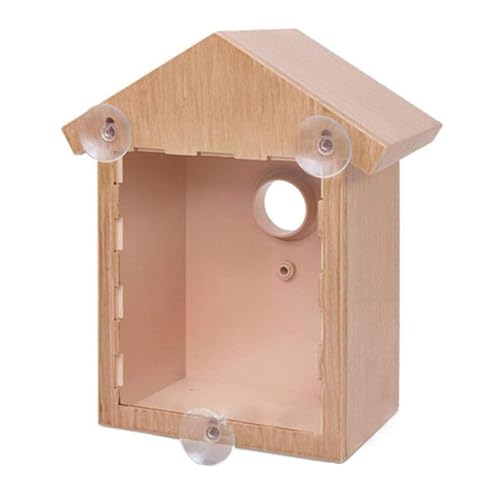 Fenster Bird Box Plastik Fenster Vogel Nest mit starkem Trottel und Blick auf eine Wege natürliche Holzfarbe klares Vogelhaus für Gartenvogelgeschenke von UWEOTYYY