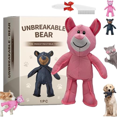 UYOE Unbreakable Bear Dog Toy,2025 New Unbreak Bear,Unbreaka Bear for Aggressive Chewers,Indestructible Bear Dog for Heavy Chewers Large Dogs (Pink) von UYOE