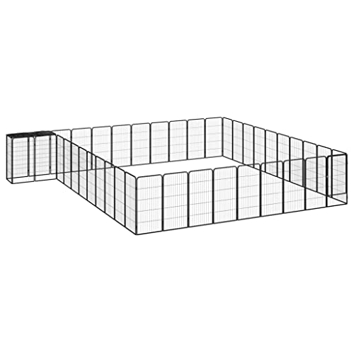 Startseite Möbel 42-Panel Hundelaufgitter schwarz 50x100 cm Größe pulverbeschichteter Stahl von UYSELA