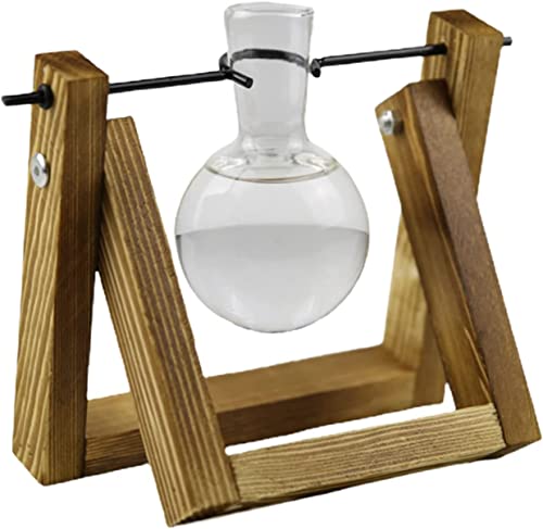 Blumentöpfe, Garten-Pflanzgefäß Blumentopf, Blumentöpfe, Pflanzenterrarium mit Holzständer, Desktop-Glas-Pflanzgefäß, Blumenzwiebelvase, Pflanzenvermehrungsstationen for Hydroponik, Heimbüro, Dekorati von UYUME