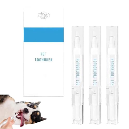 Pet Toothbrush Pen, ZahnbüRstenstift FüR Haustiere, ZahnbüRstenstift FüR Hunde, ZahnbüRstenset FüR Hunde, Zahnreinigungsstift FüR Hunde, Zahnstein Hunde Entfernen,Mundgeruch Hund BekäMpfen (3PC) von UZIPZ