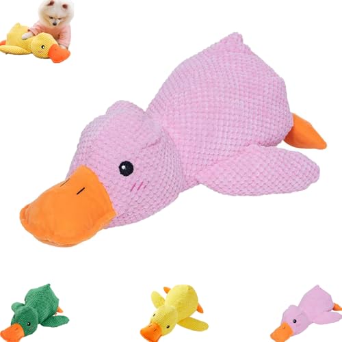 UZKWYKYC Hundespielzeug Ente Quack, Quack Duck Dog Toy, Kuscheltier für Hunde Quak Quak Ente Hundespielzeug, Quietschendes Plüsch Spielzeug, Welpen Kauen, Interaktiv (Gelb Rosa Grün von UZKWYKYC