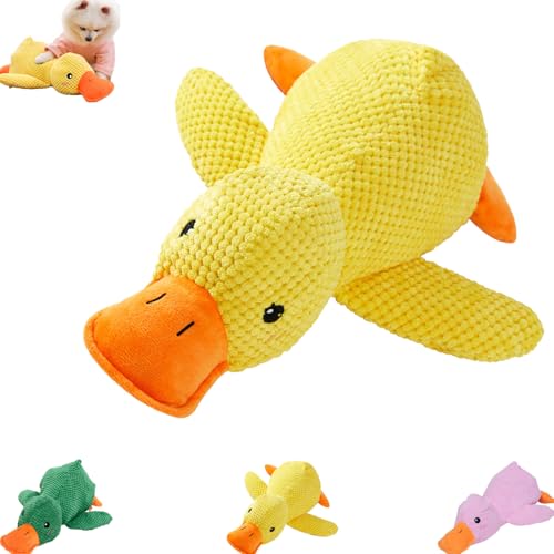 UZKWYKYC Hundespielzeug Ente Quack, Quack Duck Dog Toy, Kuscheltier für Hunde Quak Quak Ente Hundespielzeug, Quietschendes Plüsch Spielzeug, Welpen Kauen, Interaktiv (Gelb Rosa Grün von UZKWYKYC