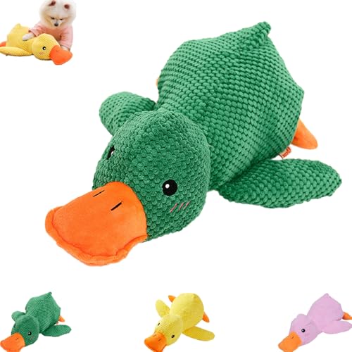 UZKWYKYC Hundespielzeug Ente Quack, Quack Duck Dog Toy, Kuscheltier für Hunde Quak Quak Ente Hundespielzeug, Quietschendes Plüsch Spielzeug, Welpen Kauen, Interaktiv (Gelb Rosa Grün von UZKWYKYC