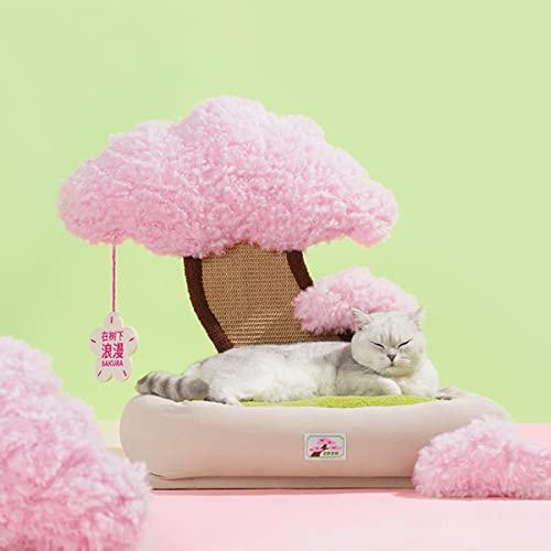 Multifunktionales Katzenbett Sakura Tree Design, gemütliches Katzenbett mit Kratzbrett New Cat Condos Four Seasons Universal Bottom Support von UZOURI