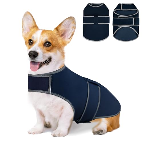 Uadonile Hunde-Angst-Shirt, Hunde-Angstjacke, beruhigende Weste für Gewitter, Reisen, Trennung, beruhigender Mantel für Hunde, Stressabbau, Angstjacke für Haustiere, Dunkelblau, Größe L von Uadonile