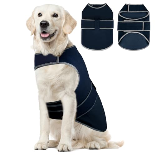 Uadonile Hunde-Angst-Shirt, Hunde-Angstjacke, beruhigende Weste für Gewitter, Reisen, Trennung, beruhigender Mantel für Hunde, Stressabbau, Angstjacke für Haustiere, Dunkelblau, Größe XXXL) von Uadonile