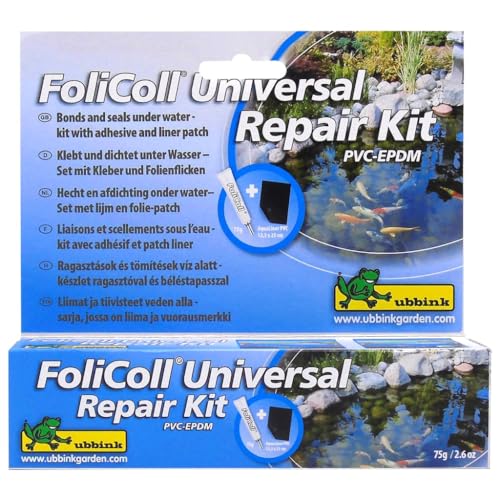 Ubbink FoliColl Teichfolien-Reparaturset, 75 g Klebstoff mit PVC-Patch für AquaLiner/EPDM-Folien, schwarz, Unterwassereinsatz von Ubbink