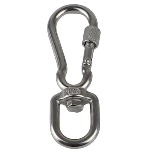 Ubxvamm Edelstahlhaken mit Drehgelenk für Hundehalsband, Karabiner mit Drehgelenk, verschraubter Karabiner für Haustierleinen/Camping, T von Ubxvamm