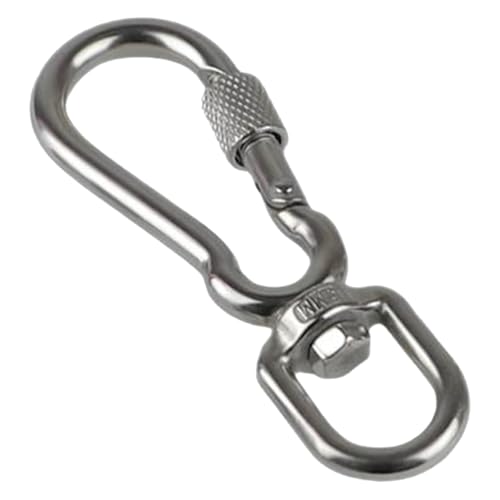 Ubxvamm Edelstahlhaken mit Drehgelenk für Hundehalsband, Karabiner mit Drehgelenk, verschraubter Karabiner für Haustierleinen/Camping, T von Ubxvamm