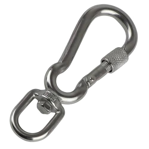 Ubxvamm Edelstahlhaken mit Drehgelenk für Hundehalsband, Karabiner mit Drehgelenk, verschraubter Karabiner für Haustierleinen/Camping, T von Ubxvamm