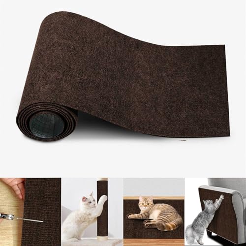 Ueiwffzo Katze Katzenkratzmatte, Selbstklebend Kratzmatte Katze, Kratzteppich, Kratzbrett Kratzbrett Wand Katzenkratzbretter Kratzmatte AntiKratz Tape für Katzenständer Sofas (30 * 100cm,Braun) von Ueiwffzo