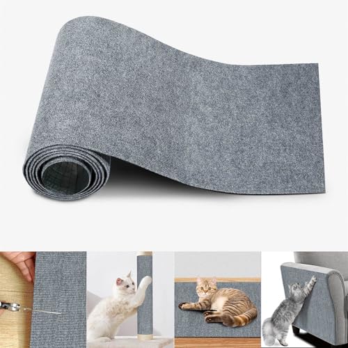 Ueiwffzo Katze Katzenkratzmatte, Selbstklebend Kratzmatte Katze, Kratzteppich, Kratzbrett Kratzbrett Wand Katzenkratzbretter Kratzmatte AntiKratz Tape für Katzenständer Sofas (30 * 100cm,Hellgrau) von Ueiwffzo