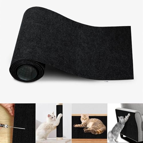 Ueiwffzo Katze Katzenkratzmatte, Selbstklebend Kratzmatte Katze, Kratzteppich, Kratzbrett Kratzbrett Wand Katzenkratzbretter Kratzmatte AntiKratz Tape für Katzenständer Sofas (30 * 100cm,Schwarz) von Ueiwffzo