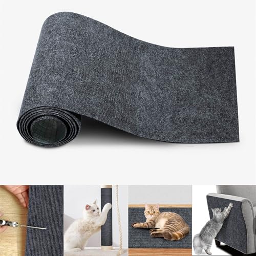 Ueiwffzo Katze Katzenkratzmatte, Selbstklebend Kratzmatte Katze, Kratzteppich, Kratzbrett Kratzbrett Wand Katzenkratzbretter Kratzmatte AntiKratz Tape für Katzenständer Sofas (30 * 60cm,Dunkelgrau) von Ueiwffzo