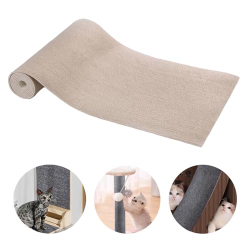 Ueiwffzo Katzenkratzmatte für Katzenwand,Kratzmatte für Katzen, Selbstklebend Kratzmatte Katze, DIY Trimmbarer Teppich Matte Pad Katzenkratzbretter, Katzenteppich für Kratzbaum (30 * 100cm,Beige) von Ueiwffzo