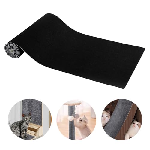 Ueiwffzo Katzenkratzmatte für Katzenwand,Kratzmatte für Katzen, Selbstklebend Kratzmatte Katze, DIY Trimmbarer Teppich Matte Pad Katzenkratzbretter, Katzenteppich für Kratzbaum (40 * 200cm,Schwarz) von Ueiwffzo