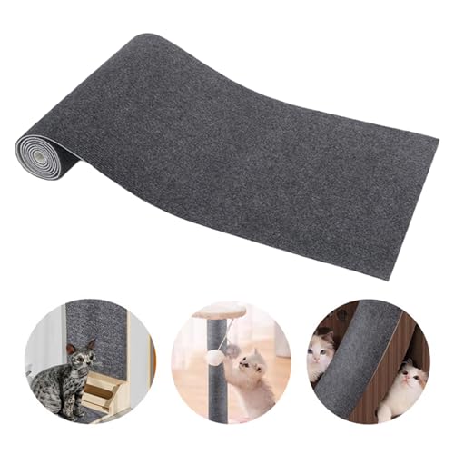 Ueiwffzo Katzenkratzmatte für Katzenwand,Kratzmatte für Katzen, Selbstklebend Kratzmatte Katze, DIY Trimmbarer Teppich Matte Pad Katzenkratzbretter, Katzenteppich für Kratzbaum (30*100cm,Dunkelgrau) von Ueiwffzo