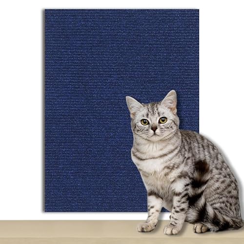 Ueiwffzo Kratzmatte Katze Selbstklebend, Kratzschutz Katze Sofa, Kratzteppich für Katze, Katzenkratzmatte für Sofa, Möbel, Tür, Wand (30 * 30cm,Dunkelblau) von Ueiwffzo