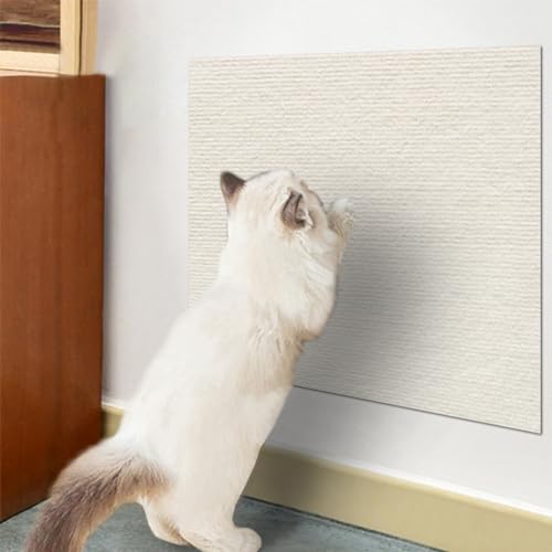 Ueiwffzo Kratzmatte Katze Wand Selbstklebend Kratzschutz Sofa Katze Kratzteppich Ecke DIY Climbing Cat Scratcher Mat AntiKratz Tape Kratzpads Katzenkratzmatte (30 * 100cm,Beige) von Ueiwffzo