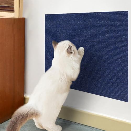 Ueiwffzo Kratzmatte Katze Wand Selbstklebend Kratzschutz Sofa Katze Kratzteppich Ecke DIY Climbing Cat Scratcher Mat AntiKratz Tape Kratzpads Katzenkratzmatte (30 * 100cm,Dunkelblau) von Ueiwffzo