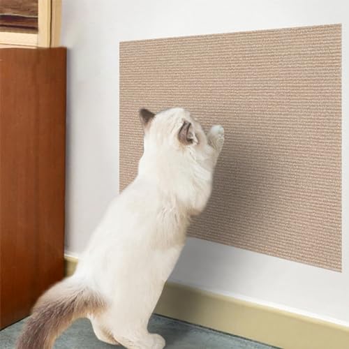 Ueiwffzo Kratzmatte Katze Wand Selbstklebend Kratzschutz Sofa Katze Kratzteppich Ecke DIY Climbing Cat Scratcher Mat AntiKratz Tape Kratzpads Katzenkratzmatte (40 * 200cm,Khaki) von Ueiwffzo