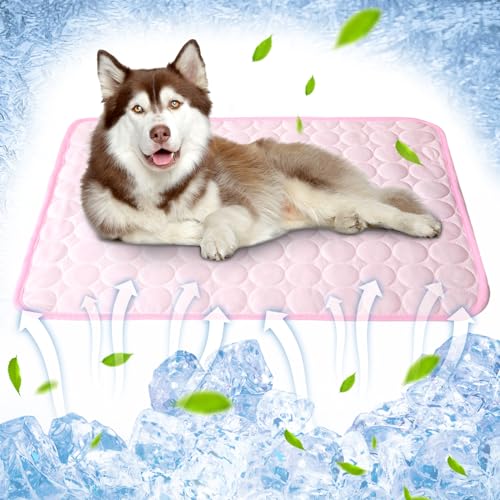 Ueiwffzo Kühlmatte Hund Kühlende Hundematte Sommer Schlafbett Kühl Hundedecke rutschfeste Hundematte für Zuhause (70X55CM,Rosa) von Ueiwffzo