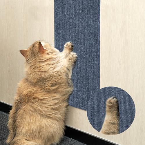 Ueiwffzo Selbstklebend Kratzmatte, Kratzschutz Sofa Katze, Kratzbretter Kratzpappe für Katzen, Katzen Kratzschutz für Sofas Schränke Wände (30 x 100cm,Dunkelgrau) von Ueiwffzo