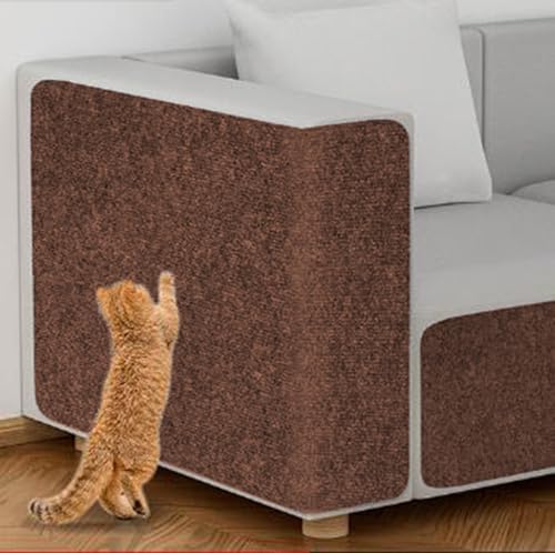 Ueiwffzo Selbstklebend Kratzteppich Katze Wand, Katzenkratzbretter, DIY Kratzmatte Katze, Kratzecke Kratzpappe für Katzen (30 x 100cm,Dunkelbraun) von Ueiwffzo