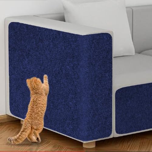 Ueiwffzo Selbstklebend Kratzteppich Katze Wand, Katzenkratzbretter, DIY Kratzmatte Katze, Kratzecke Kratzpappe für Katzen (40 x 100cm,Dunkelblau) von Ueiwffzo