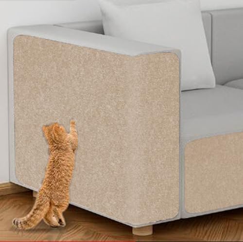 Ueiwffzo Selbstklebend Kratzteppich Katze Wand, Katzenkratzbretter, DIY Kratzmatte Katze, Kratzecke Kratzpappe für Katzen (40 x 100cm,Khaki) von Ueiwffzo