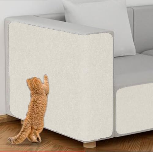 Ueiwffzo Selbstklebend Kratzteppich Katze Wand, Katzenkratzbretter, DIY Kratzmatte Katze, Kratzecke Kratzpappe für Katzen (60 x 100cm,Beige) von Ueiwffzo