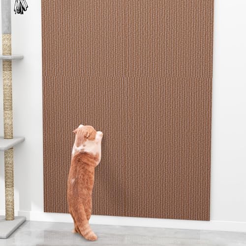 Ueiwffzo Selbstklebend Kratzteppich Katze Wand, Katzenkratzbretter, Selbstklebend Kratzteppich Katze, DIY Cat Scratcher Kratzschutz für Möbel Wände Türen (30 x 100 cm,Braun) von Ueiwffzo