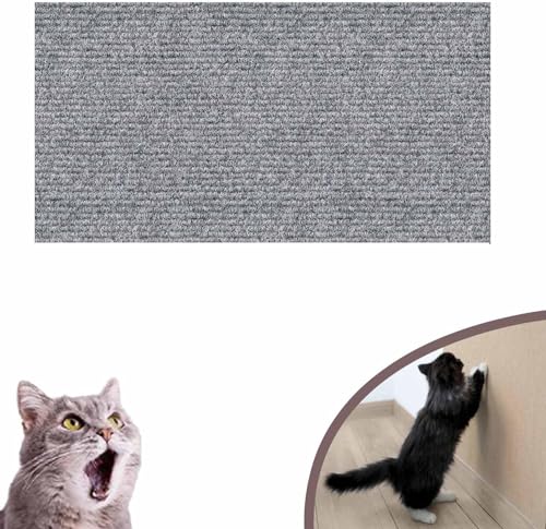 Ueiwffzo Selbstklebend Kratzteppich Katze Wand, Kratzmatte Katze, Kratzbretter Katze Wand, Kratzbrett Katzen, DIY Trimmbarer Teppich Matte Pad Katzenkratzbretter Katzenkratzmatte (30*100cm,Hellgrau) von Ueiwffzo