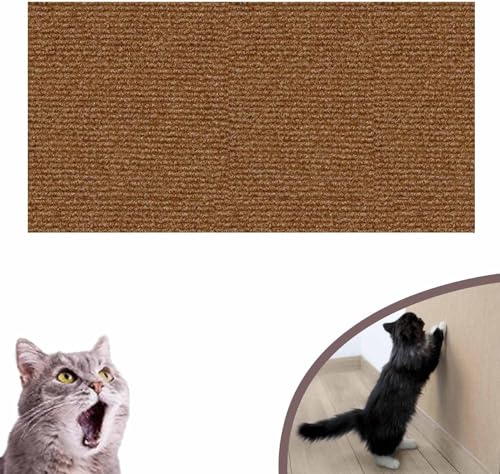 Ueiwffzo Selbstklebend Kratzteppich Katze Wand, Kratzmatte Katze, Kratzbretter Katze Wand, Kratzbrett Katzen, DIY Trimmbarer Teppich Matte Pad Katzenkratzbretter Katzenkratzmatte (30 * 30cm,Braun) von Ueiwffzo