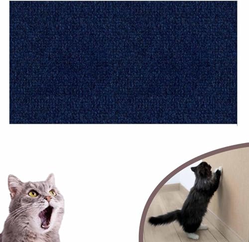 Ueiwffzo Selbstklebend Kratzteppich Katze Wand, Kratzmatte Katze, Kratzbretter Katze Wand, Kratzbrett Katzen, DIY Trimmbarer Teppich Matte Pad Katzenkratzbretter Katzenkratzmatte (40*200cm,Dunkelblau) von Ueiwffzo