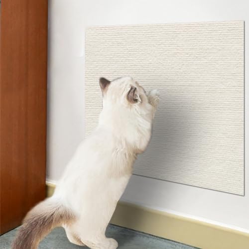 Ueiwffzo Selbstklebende Kratzmatte, Katzen Kratzwand, DIY Katzenkratzbretter, Kratzfolie Katzen Selbstklebend, Kratzschutz Sofa Katze für Türen Wände (30 x 100cm,Beige) von Ueiwffzo