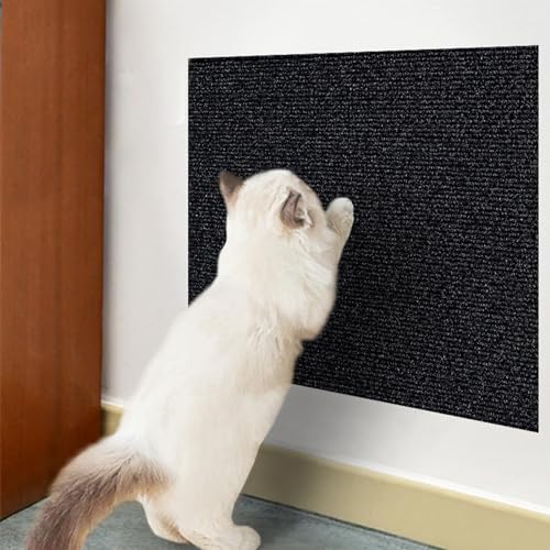 Ueiwffzo Selbstklebende Kratzmatte, Katzen Kratzwand, DIY Katzenkratzbretter, Kratzfolie Katzen Selbstklebend, Kratzschutz Sofa Katze für Türen Wände (30 x 100cm,Schwarz) von Ueiwffzo