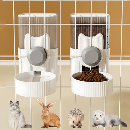 Automatischer Futterspender zum Aufhängen, 1000 ml, Kaninchen, Meerschweinchen, Wasserflasche, Futterspender für Frettchen, Meerschweinchen, Kaninchen, Katzen, Igel, Hasen, Futterkäfigzubehör, Grau von Ufanittel