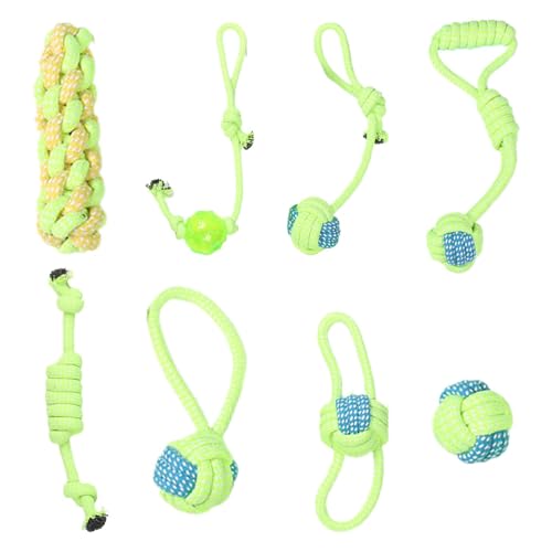 Uhngw Cotton Pet Pull Toy, Hundeseil, Interaktives Schlepphundseil 8 Stücke, Innen im Freien, Trainer im Freien, tragbare Knotenschlepperkäsevorräte für Zuhause, Reisen von Uhngw