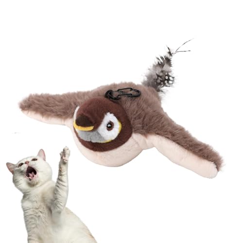 Uhngw Flapping Bird Cat Toy, Simulated Chirping Bird Cat Toy, Sparrow Plush Toys Touch Activated, Rechargeable Chirping Flapping Bird, Interactive Cat Toys, Cat Teaser Toy for Play Exercise von Uhngw