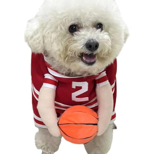 Uhngw Hunde-Basketball-Kostüm,Hunde-Basketball-Halloween-Kostüm | Lustiges Anzieh-Sport-Hundetuch | Verstellbare Halteball-Hundekleidung, Haustier-Halloween-Kostüm, lustiges Dress-Up-Sport-Hundetuch von Uhngw