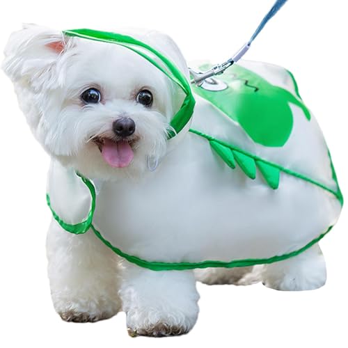 Uhngw Hunde-Regenmantel mit Kapuze, wasserdicht, verstellbar, mit Kapuze und niedlichem Aufdruck, leicht zu transportieren, mit Loch für die Leine für nasses Wetter von Uhngw