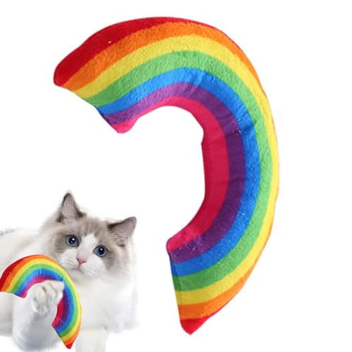 Uhngw Katzenspielzeug Katzenminze - Plüsch-Regenbogenkissen, Katzenminze-Spielzeug für Katzen,Buntes Regenbogen-Katzenminze-Spielzeug mit Katzenminze, Kätzchen-Beiß- und Kauspielzeug, Innen- und von Uhngw